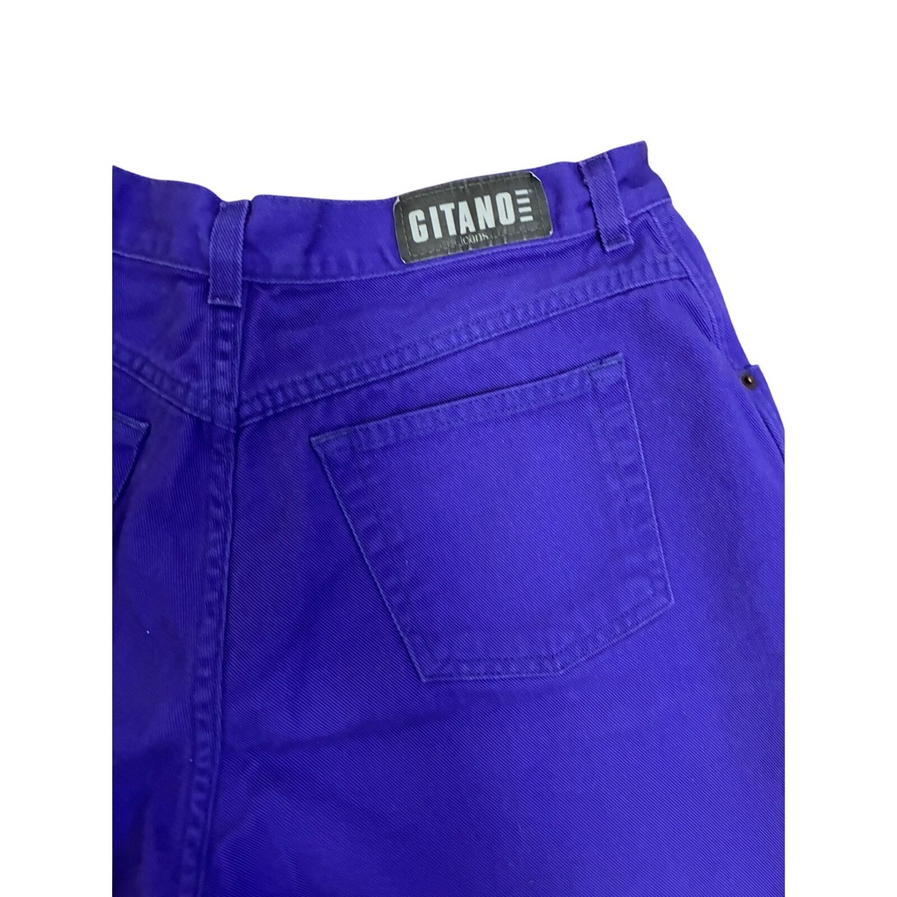 Vintage 80s Gitano High Waisted Purple Denim Shorts Rigid Cotton Womens 30 Waist